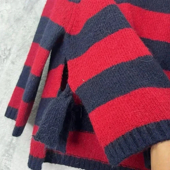 Moly Striped Hooded Ties On Sides Chunky Sweater Sz M Maybe Wool/Mohair Blend - Picture 6 of 10
